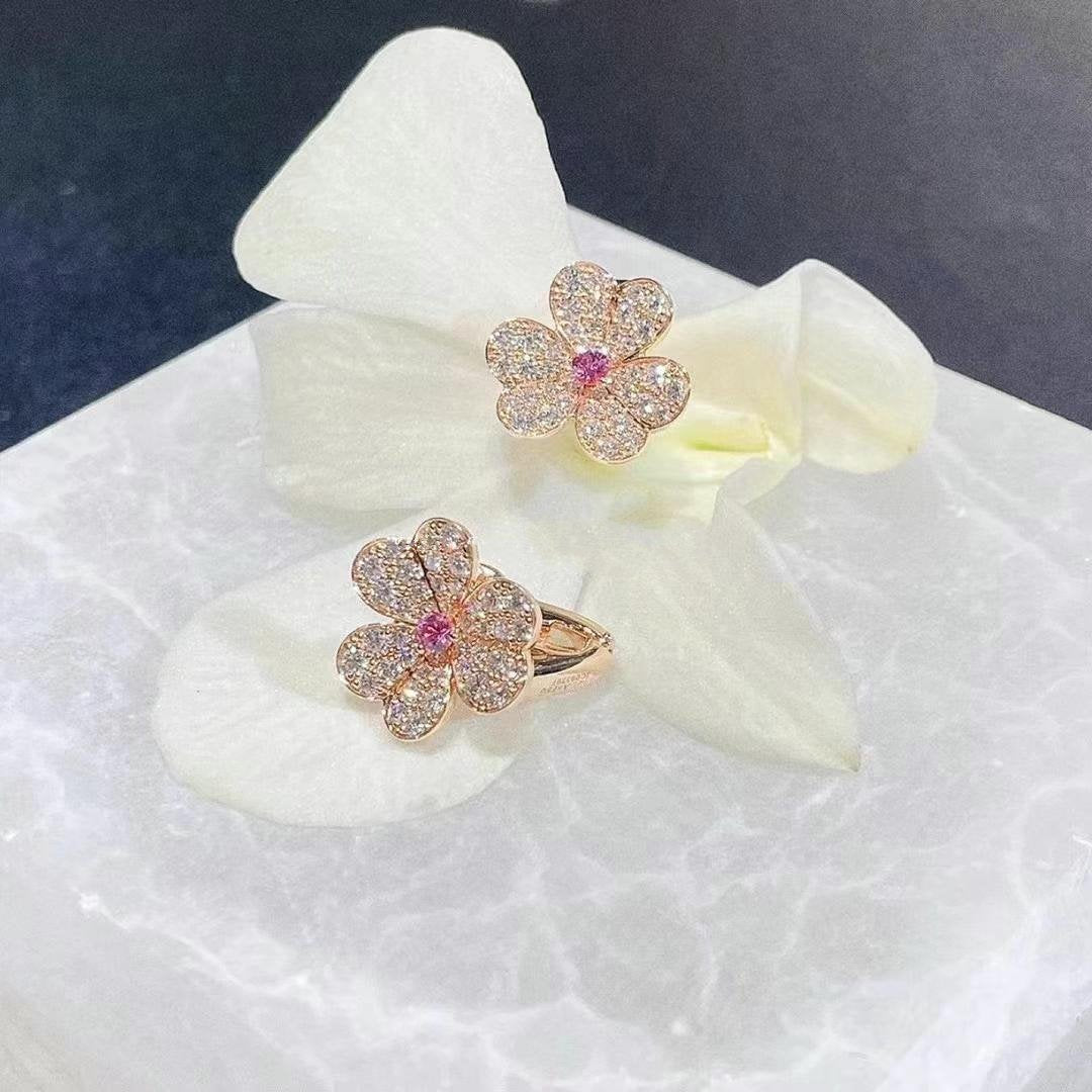 [Luxe]FRIVOLE PINK GOLD FLOWER DIAMOND EARRINGS