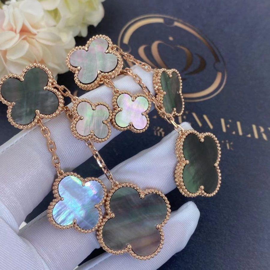 [Luxe]CLOVER EARRINGS DARK MOP 4 MOTIFS ROSE GOLD