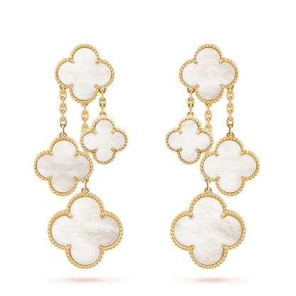 [Luxe]CLOVER EARRINGS WHITE MOP 4 MOTIFS GOLD