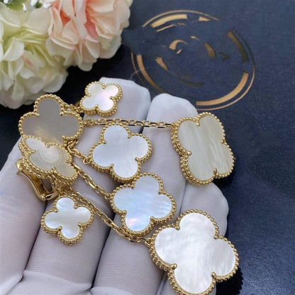 [Luxe]CLOVER EARRINGS WHITE MOP 4 MOTIFS GOLD