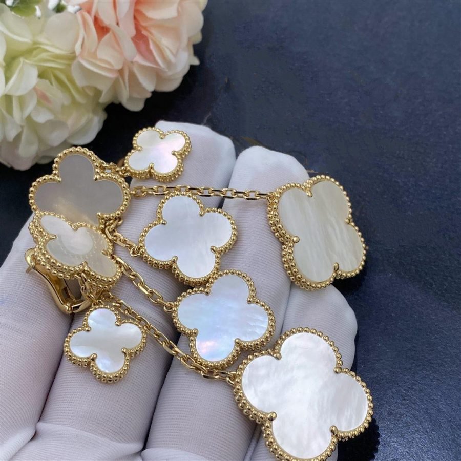 [Luxe]CLOVER EARRINGS WHITE MOP 4 MOTIFS GOLD