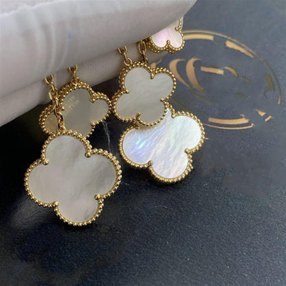 [Luxe]CLOVER EARRINGS WHITE MOP 4 MOTIFS GOLD