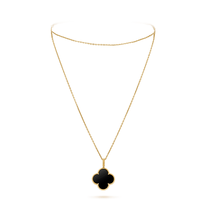 [Luxe]CLOVER 25MM GOLD ONYX BIG CLOVER NECKLACE