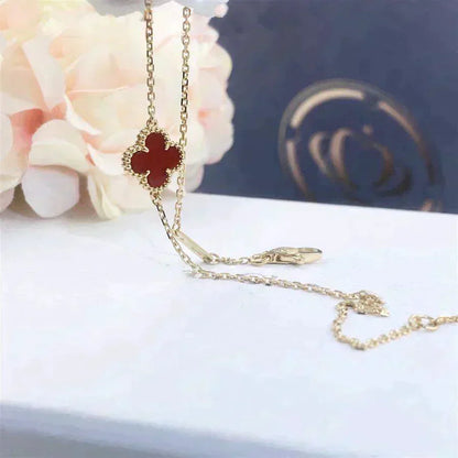 [Luxe]CLOVER  CARNELIAN SINGLE FLOWER BRACELET