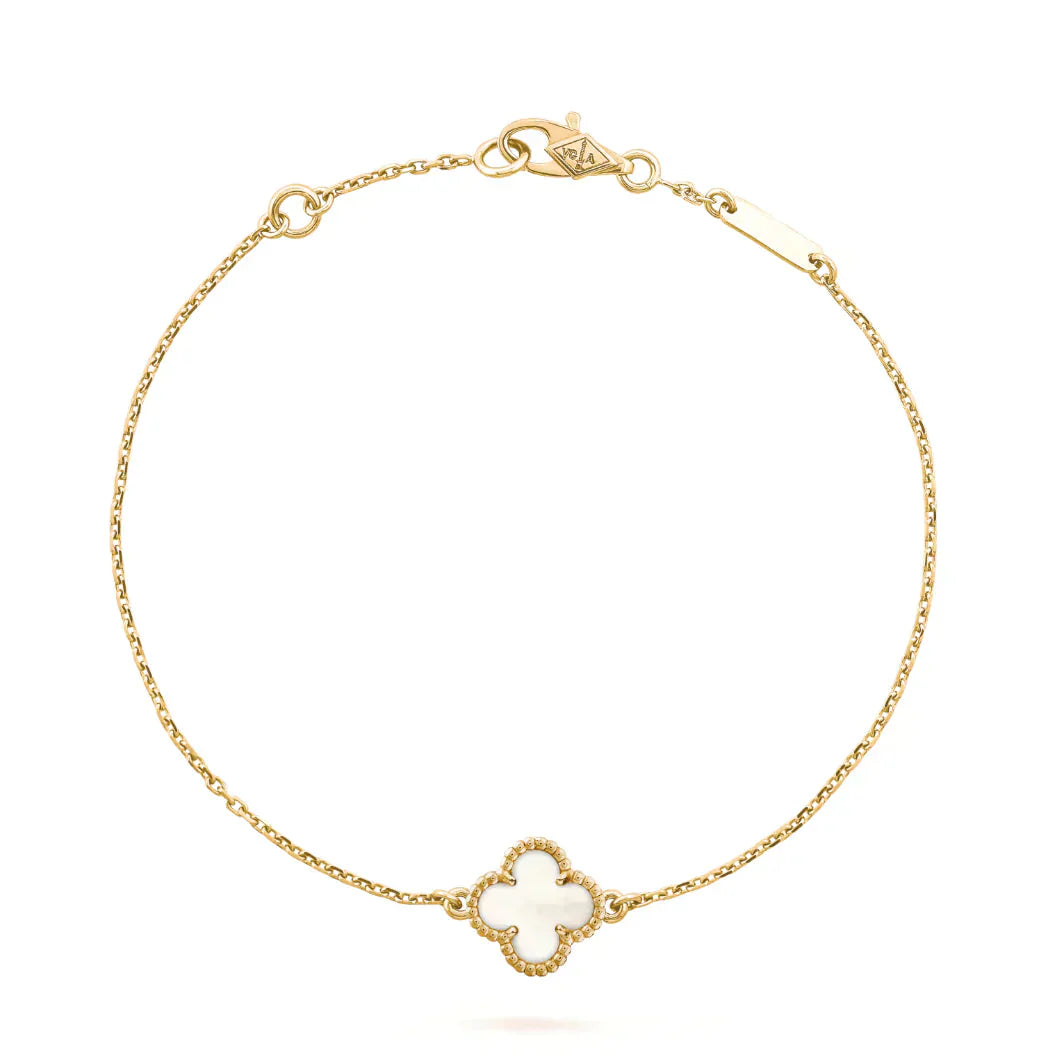 [Luxe]CLOVER WHITE MOP SINGLE FLOWER BRACELET