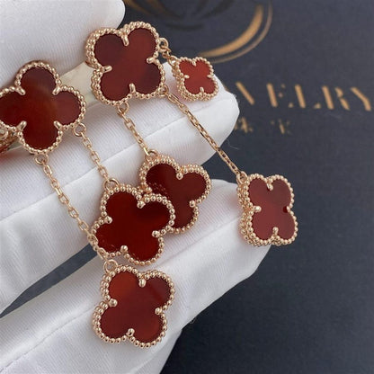 [Luxe]CLOVER EARRINGS CARNELIAN 4 MOTIFS PINK GOLD