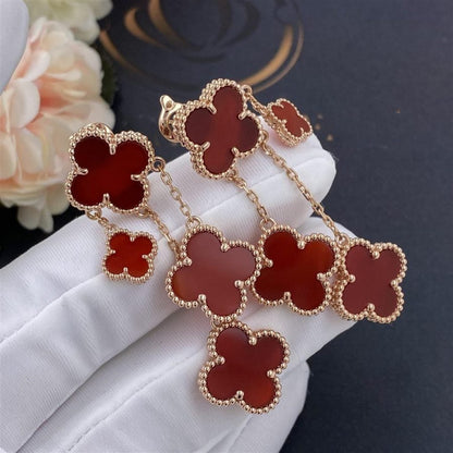 [Luxe]CLOVER EARRINGS CARNELIAN 4 MOTIFS PINK GOLD