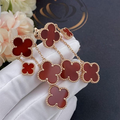 [Luxe]CLOVER EARRINGS CARNELIAN 4 MOTIFS PINK GOLD