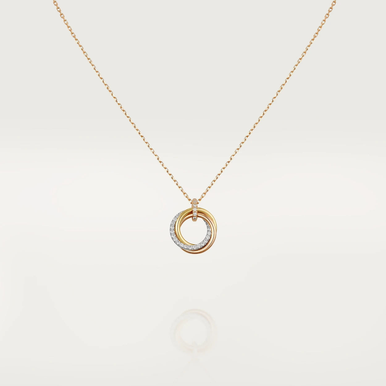 [Luxe]TRINITY NECKLACE SILVER GOLD PINK GOLD DIAMONDS