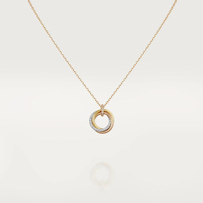 [Luxe]TRINITY NECKLACE SILVER GOLD PINK GOLD DIAMONDS