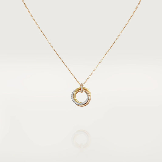 [Luxe]TRINITY NECKLACE SILVER GOLD PINK GOLD DIAMONDS